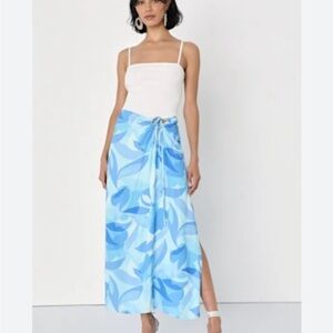 Lulu's Blue Patterned Maxi Skirt
